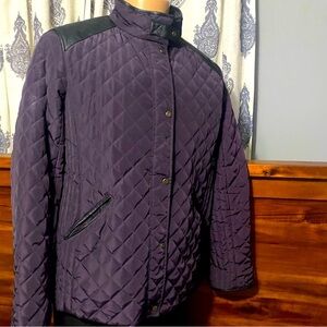 Lauren Ralph Lauren Quilted Lined Faux Leather Jacket Womens XL dark purple